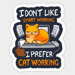 Cat Working Sticker